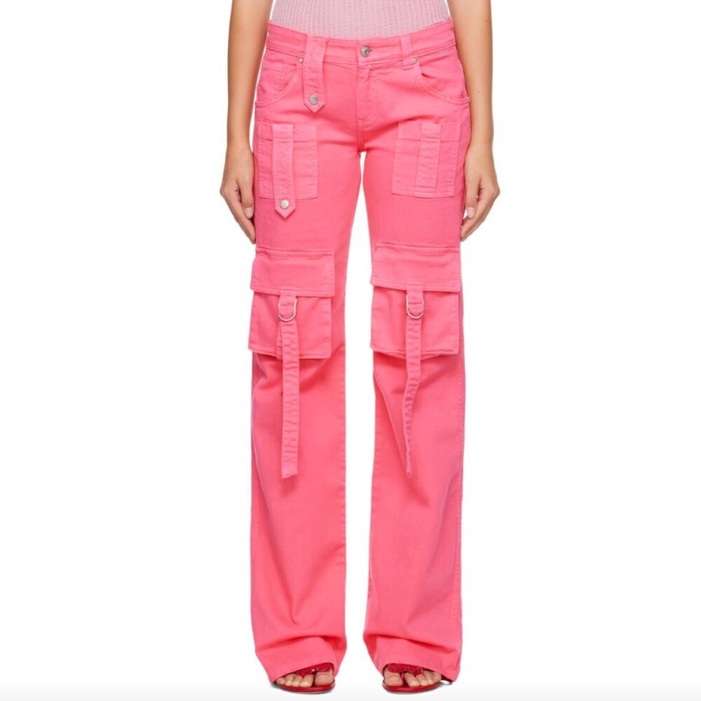 BLUMARINE Pink Cinch Strap Cargo Pants